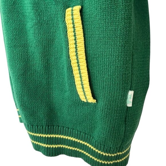 Yitai x Mobi Varsity Style Golfing Golf Cardigan Sweater 2XL Green Yellow Knit - Picture 12 of 16
